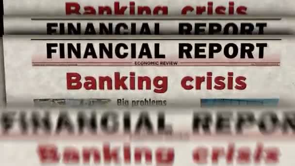 Banque Crise Économie Finance Récession Mondiale Vintage Nouvelles Impression Journaux — Video