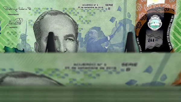 コスタリカのお金コスタリカのコロンのお金パック3Dイラスト 10000 Crcノートバンドルスタック 経済危機 ビジネスの成功 負債の概念 — ストック写真