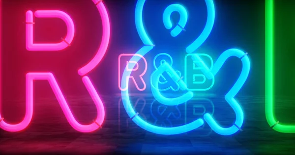 Ritim Blues Neon Sembolü Entertainment Rhythm Blues Müzik Etkinliği Açık — Stok fotoğraf