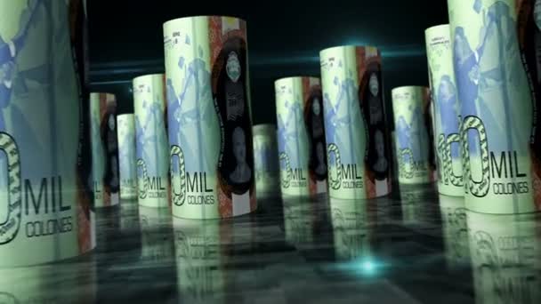 Kostaryka Pieniądze Kostaryka Colon Rolki Pętli Animacji Pieniądze Stole Płynna — Wideo stockowe