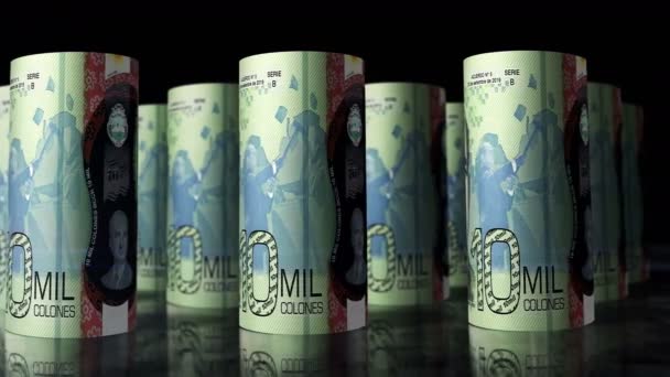 Kostaryka Pieniądze Kostaryka Colon Pieniądze Rolki Pętli Animacji Kamera Porusza — Wideo stockowe