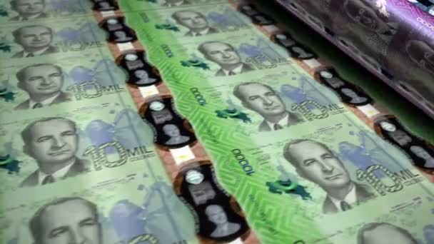 Kostaryka Pieniądze Kostaryka Colon Pieniądze Banknoty Drukowanie Rolki Maszyny Pętli — Wideo stockowe