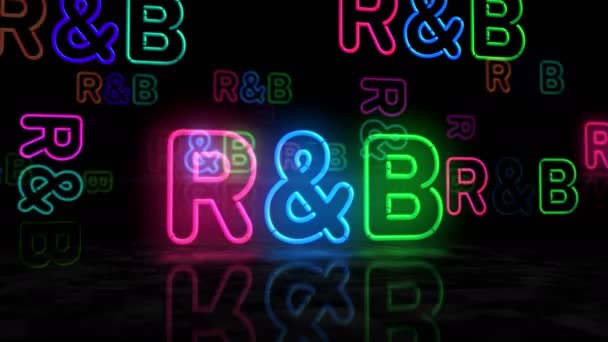 Bリズムとブルーネオン輝くシンボル 電球の色 エンターテイメントリズムとブルース音楽イベントアブストラクトコンセプト3Dアニメーション — ストック動画