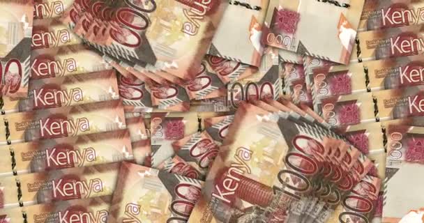 Keňa Shilling Bankovky Mozaice Cash Fan Vzor Smyčka Keňský Kes — Stock video