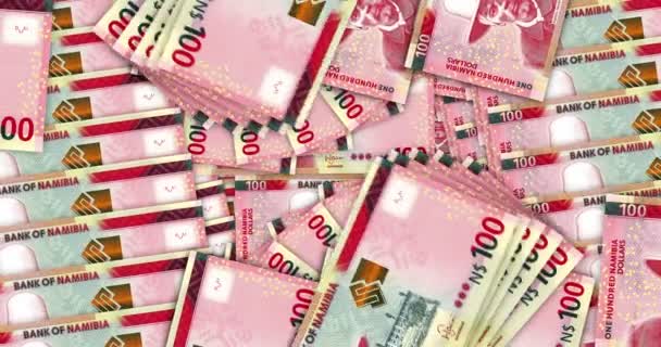Banknoty Dolarowe Namibii Pętli Mozaikowej Wentylatora Gotówkowego Namibijska Nad 100 — Wideo stockowe