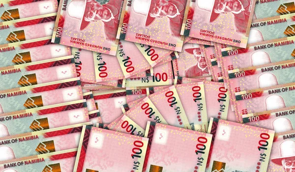 Намібія Долар Банкноти Мозаїці Грошовим Вентилятором Намібія Nad 100 Грошова — стокове фото