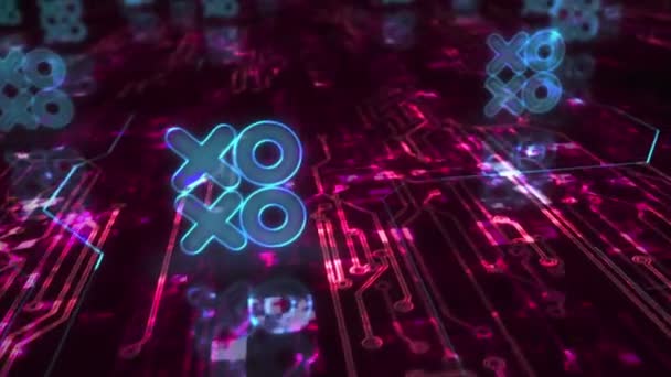 Xoxo浪漫的爱情问候和亲吻数字网络风格象征着抽象的网络概念 数字技术和计算机背景无缝循环3D动画 — 图库视频影像