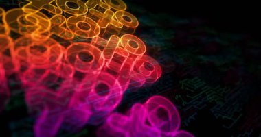 XOXO romantik aşk selamlama ve dijital siber sembolü öpme ışık döngüsü üzerinde dönüyor. Sanal teknoloji soyut konsept simgesi 3D pürüzsüz ve döngü canlandırması.