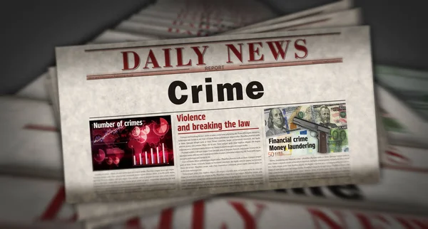 犯罪调查 法医和司法鉴定 新闻和报纸印刷 摘要概念回顾标题3D说明 — 图库照片