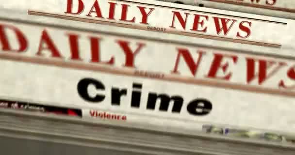 Криминалисты Криминалисты Ежедневно Печатают Газеты Ретро Заголовки Абстрактных Концепций — стоковое видео