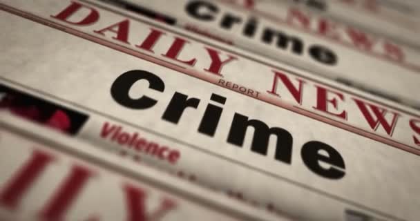 Suç Soruşturması Adli Tıp Günlük Gazete Baskısı Soyut Konsept Retro — Stok video