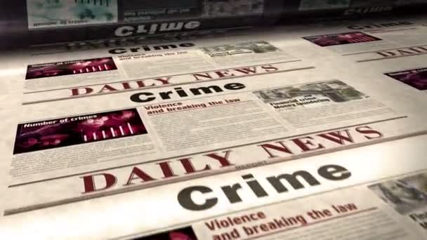 Crime Investigation Forensic Justice Daily News Newspaper Roll Printing Concept — Video