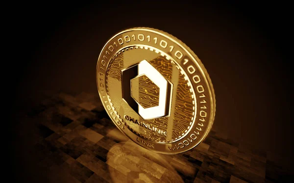 Chainlink Link Cryptocurrency Gold Coin Green Screen Background Abstract Concept — Stock Photo, Image