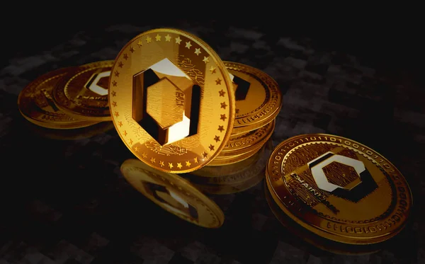Chainlink Link Cryptocurrency Gold Coin Green Screen Background Abstract Concept — Stock Photo, Image