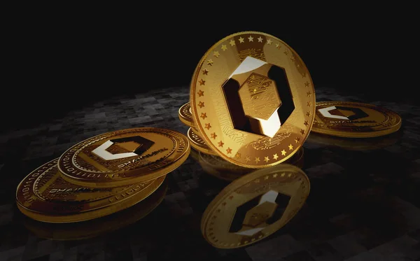 Chainlink Link Cryptocurrency Gold Coin Green Screen Background — 스톡 사진