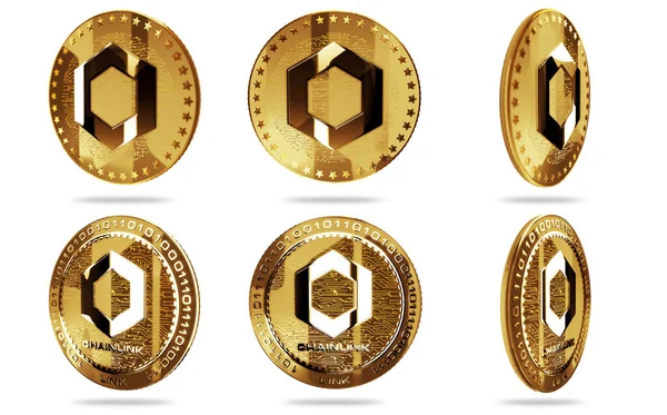 Chainlink Link Cryptocurrency Απομονωμένο Χρυσό Νόμισμα Πράσινο Φόντο Οθόνη Αφηρημένη — Φωτογραφία Αρχείου