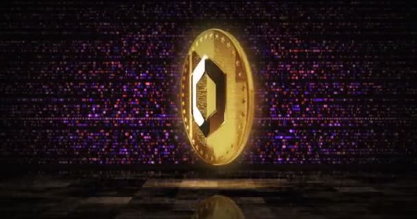 Tautan Rantai Link Cryptocurrency Koin Emas Pada Layar Digital Latar — Stok Video