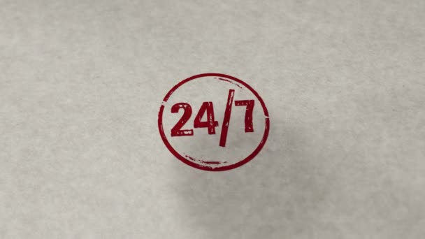 24小时24小时24小时服务邮票易碎无缝动画 手印冲击 24小时24小时3D渲染循环概念 — 图库视频影像