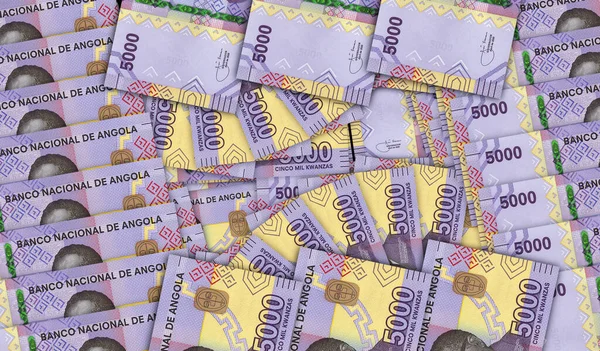 現金ファンモザイクパターンのアンゴラクワンザ銀行券 アンゴラAoa 5000紙幣 経済装飾デザインの抽象概念背景3Dイラスト — ストック写真