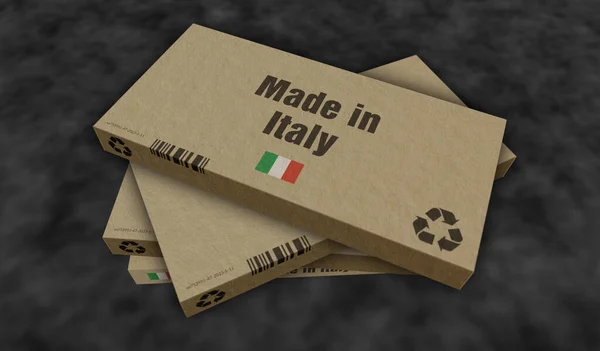 Feito Itália Caixa Linha Produção Fabricação Entrega Fábrica Produtos Importação — Fotografia de Stock