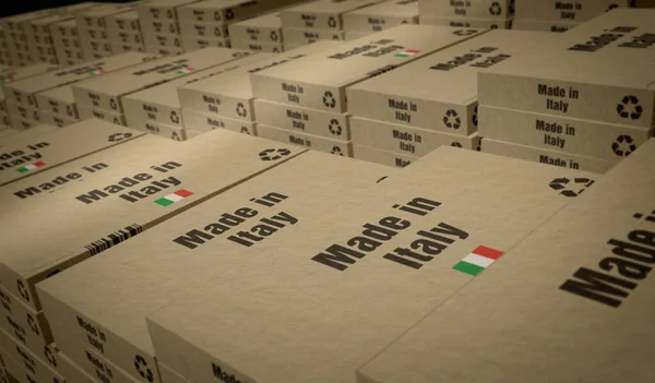 Fabricado Italia Línea Producción Cajas Fabricación Entrega Fábrica Productos Importación —  Fotos de Stock
