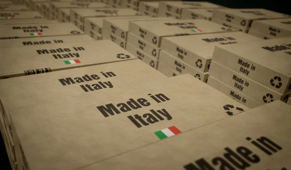Gemaakt Italië Box Productielijn Productie Levering Product Fabriek Import Export — Stockfoto