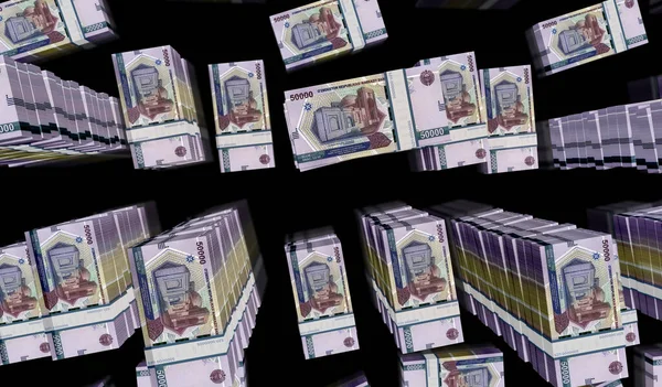 Uzbekistan Pieniądze Uzbeckie Suma Pieniędzy Pakiet Ilustracji 50000 Stosów Banknotów — Zdjęcie stockowe