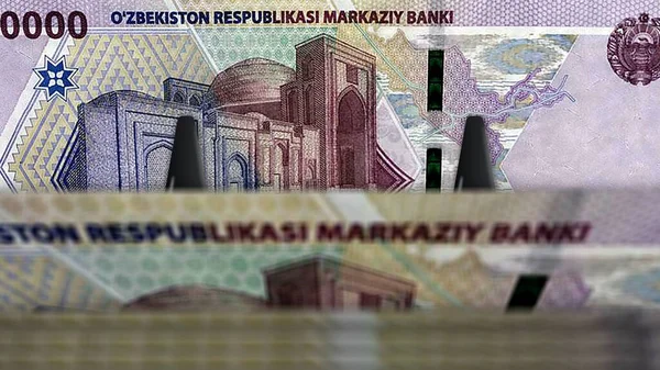 Oezbekistan Geld Oezbeekse Som Geld Pack Illustratie 50000 Uzs Bundelstapels — Stockfoto