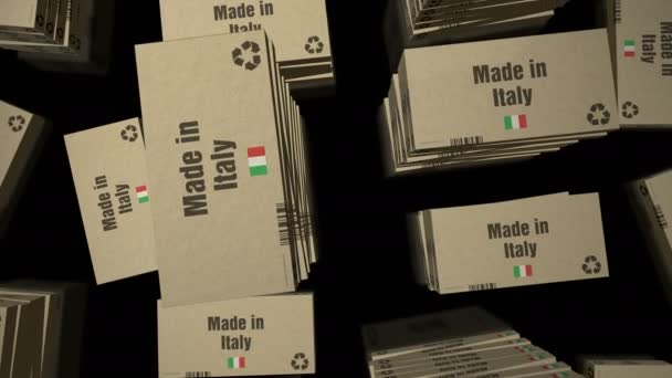 Linea Produzione Scatole Made Italy Produzione Consegna Fabbrica Prodotti Importazione — Video Stock