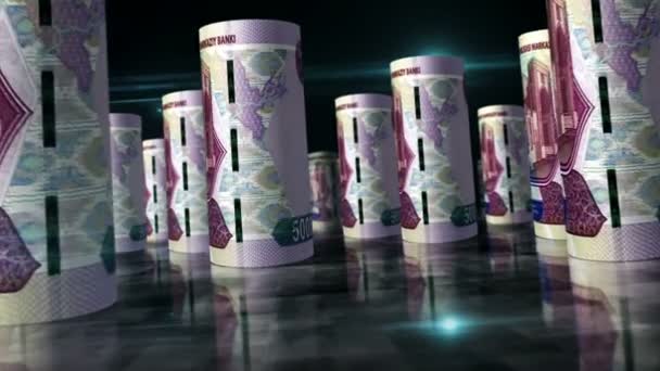 Uzbekistan Money Uzbek Sum Rolls Loop Animation Money Table Seamless — Stock Video