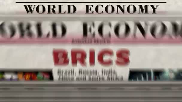 Brics Brasil Rusia India China Sudáfrica Asociación Económica Prensa Diaria — Vídeo de stock