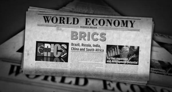 Brics Brasile Russia India Cina Sudafrica Economia Associazione Vintage Notizie — Foto Stock