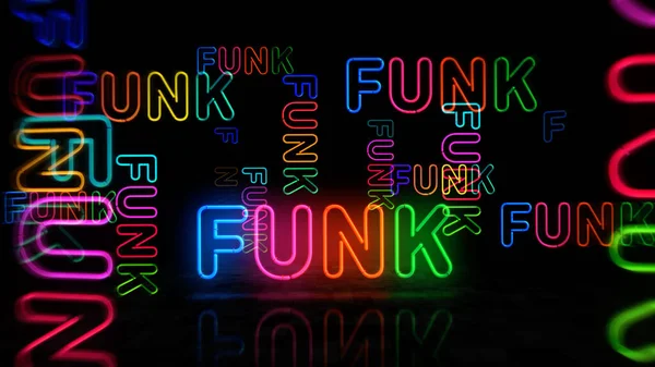 Funk Zenei Neon Szimbólum Funky Szórakoztató Retro Stílusú Villanykörték Absztrakt — Stock Fotó