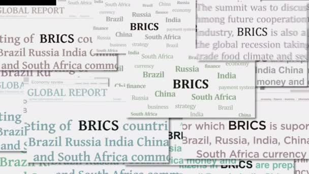 Brics Economic Group Union Organization Pop Windows Computer Screen Abstract — Stock Video