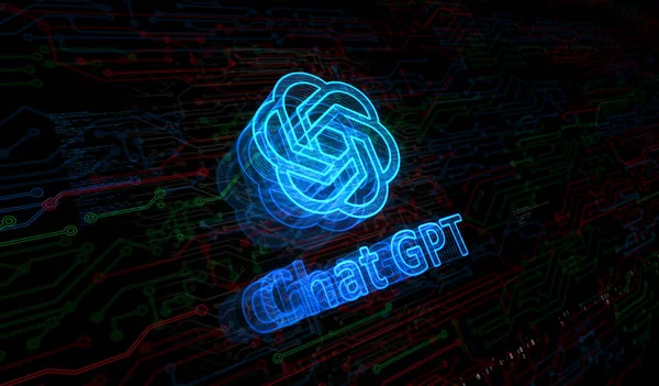 Познань Польша Июня 2023 Chatgpt Open Chat Bot Golden Metal — стоковое фото