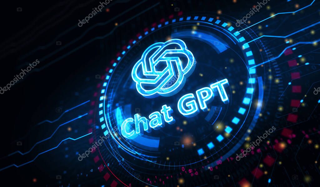 Poznan, Poland, June 10, 2023: ChatGPT open ai chat bot golden metal shine symbol concept. Spectacular glowing and reflection light icon abstract object 3d illustration.