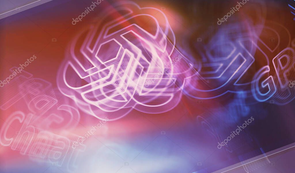 Poznan, Poland, June 10, 2023: ChatGPT open ai chat bot golden metal shine symbol concept. Spectacular glowing and reflection light icon abstract object 3d illustration.