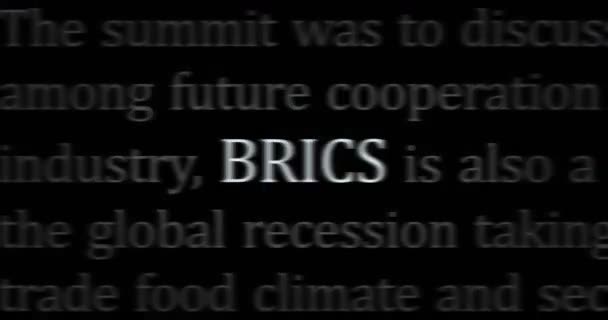 Brics Wirtschaftsgruppe Und Gewerkschaftsorganisation Machen Schlagzeilen Internationalen Medien Abstraktes Konzept — Stockvideo
