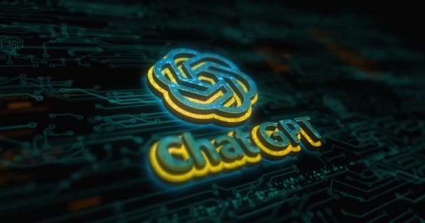 波兰波兹南 2023年6月10日 Chatgpt开源聊天机器人彩色符号概念 网络技术和计算机背景摘要3D动画 — 图库视频影像