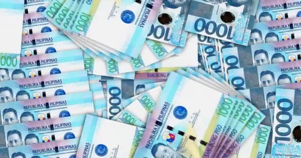 Filipinas Peso Billetes Bucle Patrón Mosaico Ventilador Efectivo Philippine Pesos — Vídeo de stock