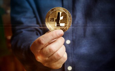 Litecoin LTC şifreleme altın sikke elde soyut kavram