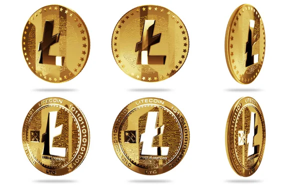 Litecoin Ltc Cryptocurrency Izolált Arany Érme Zöld Képernyős Háttér Absztrakt — Stock Fotó