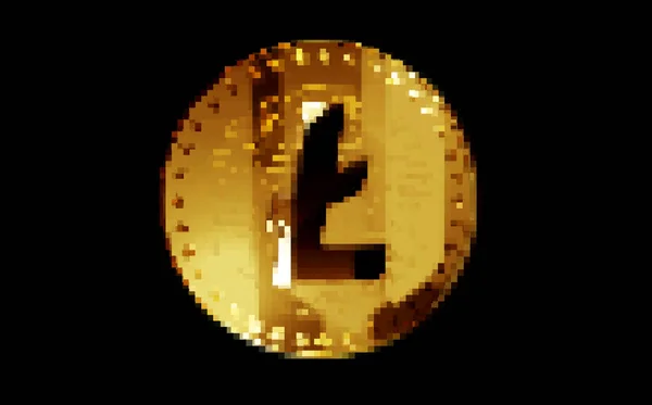 Litecoin Ltc Χρυσό Νόμισμα Ρετρό Pixel Ψηφιδωτό 80S Στυλ Περιστρεφόμενο — Φωτογραφία Αρχείου
