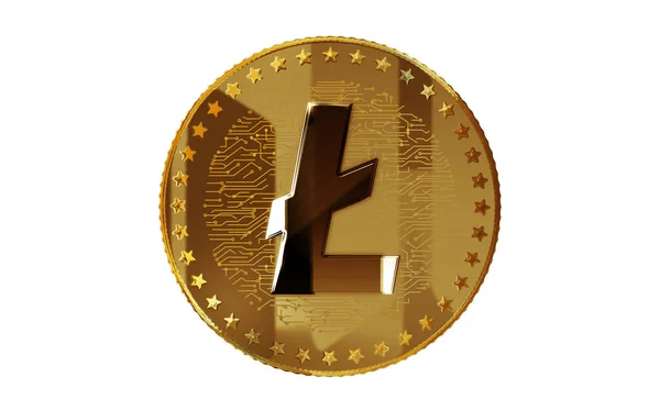 Litecoin Ltc Cryptocurrency Απομονωμένο Χρυσό Νόμισμα Πράσινο Φόντο Οθόνη Αφηρημένη — Φωτογραφία Αρχείου