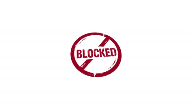 Blocked Stamp Hand Stamping Impact Isolated Animation Permitted Ban Prohibition — Stock Video