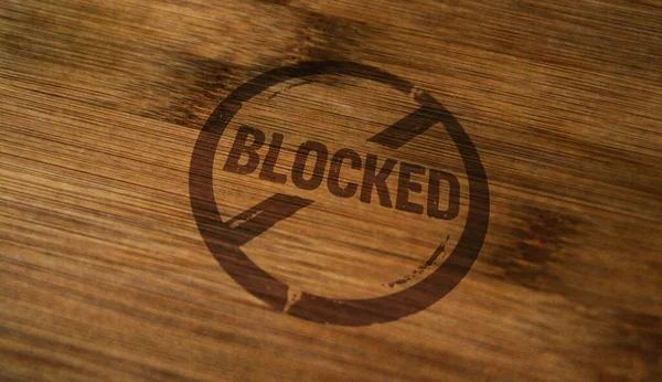 Blockierte Marke Auf Holzkiste Gedruckt Erlaubtes Verbot Und Verbotskonzept — Stockfoto