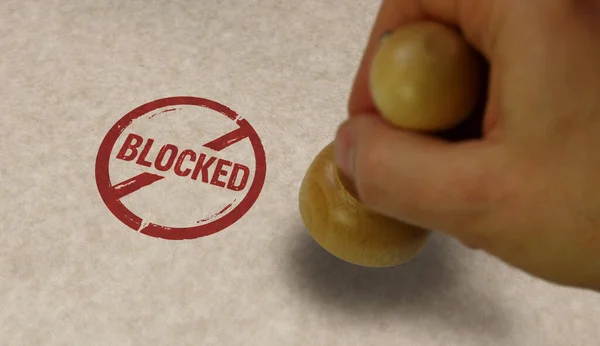Blocked Stamp Stamping Hand Permitted Ban Prohibition Concept — Stock Photo, Image