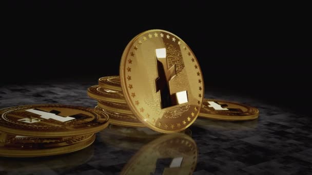 Litecoin Ltc Cryptocurrency Χρυσό Νόμισμα Στροφή Κάμερα Περιστρέφεται Γύρω Από — Αρχείο Βίντεο