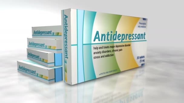 Krabička Antidepresivy Psychotropní Lék Stres Úzkosti Deprese Pilulky Balení Abstraktní — Stock video
