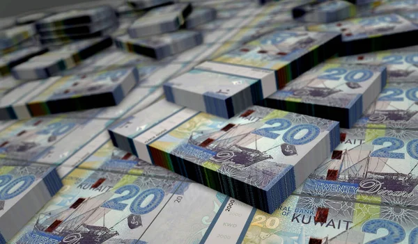 クウェートディナールのお金は3Dイラストを印刷 Kwd紙幣印刷 経済危機 ビジネスの成功 負債の概念クウェート — ストック写真